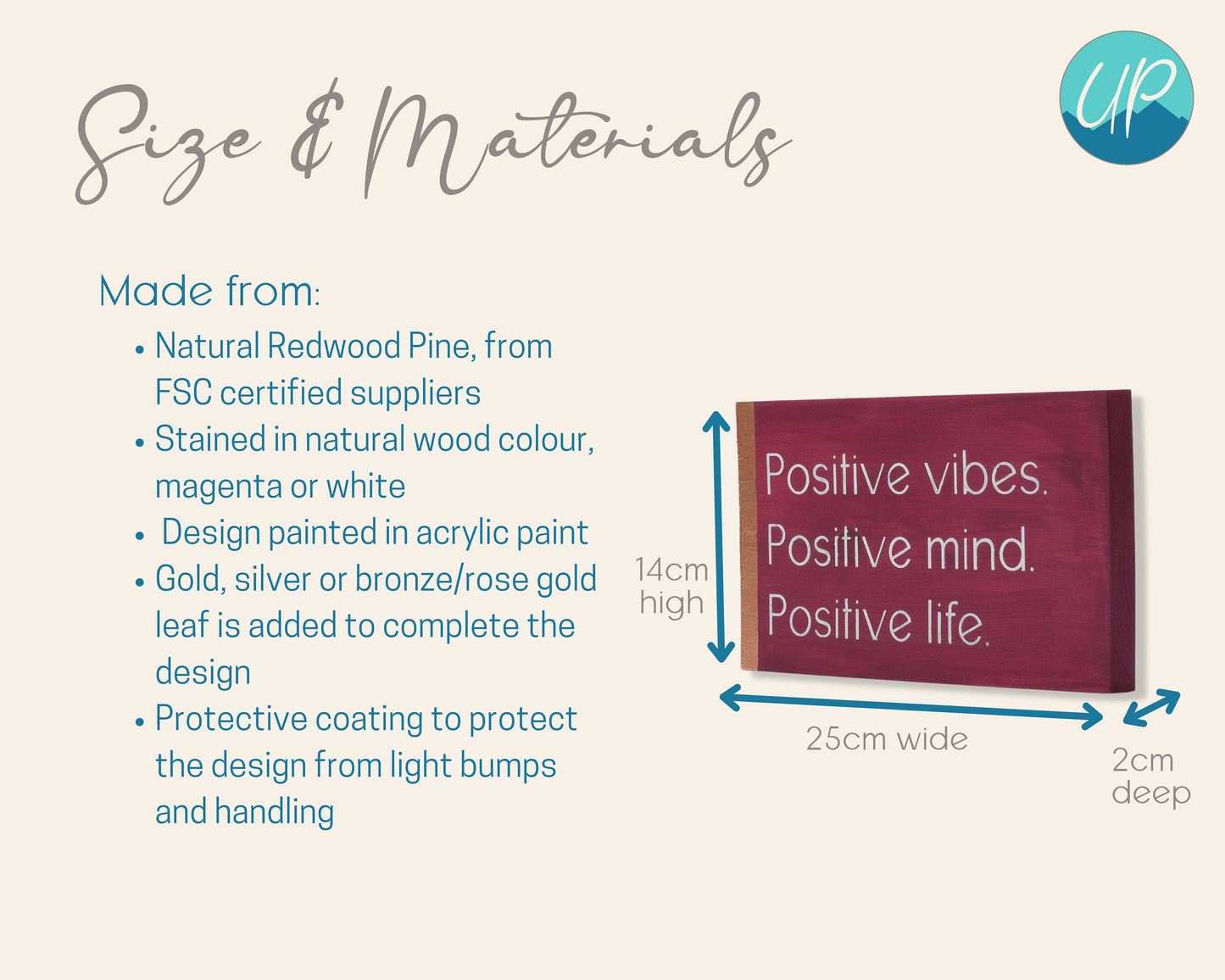 Positive Vibes Mind Life Custom Berry Wood Block Sign, Handmade Wooden Home Decor, Self Care Inspirational Quotes, Birthday, Anniversary