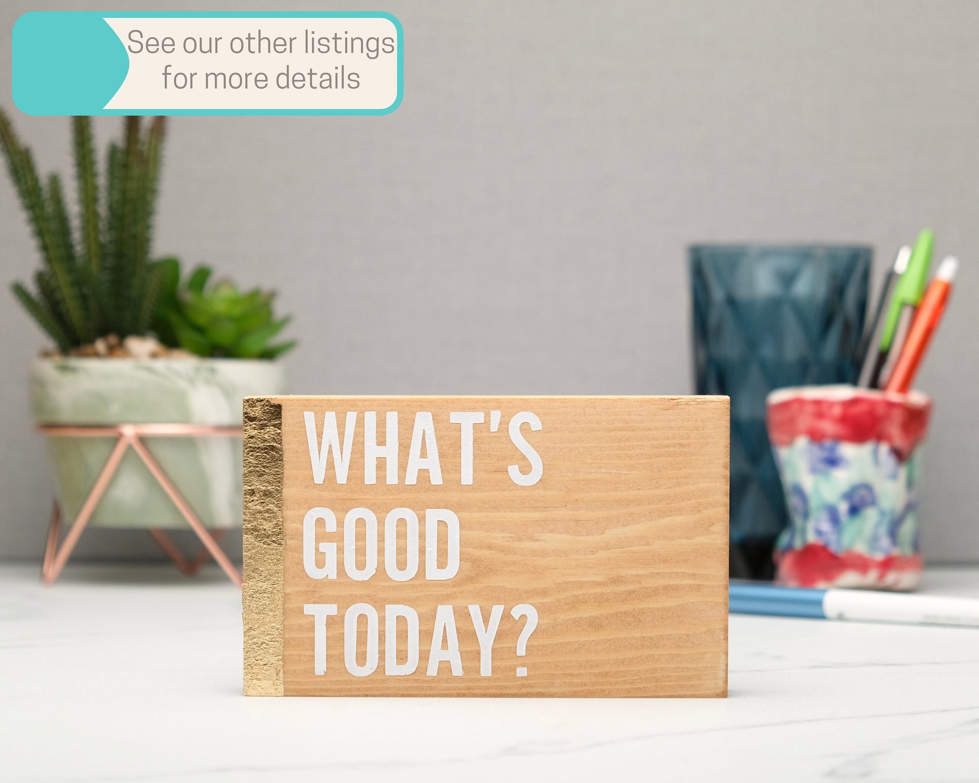 What's good today, custom wood block sign, inspirational quote, motivation, self care, gift for her, gift for him, home decor wooden magenta