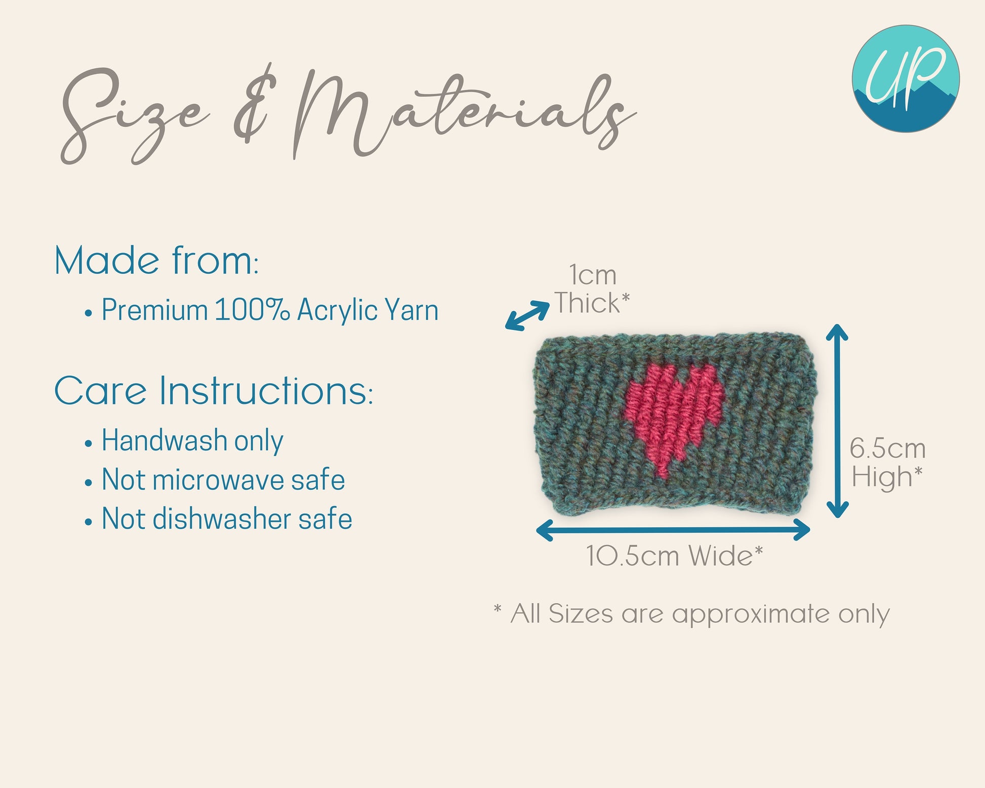 Cute Crochet Heart Cup Cozy for Takeaway Cups, Eco Friendly Handmade Coffee Lovers Gift, Hot Chocolate Hug, Self Care Inspirational Quotes