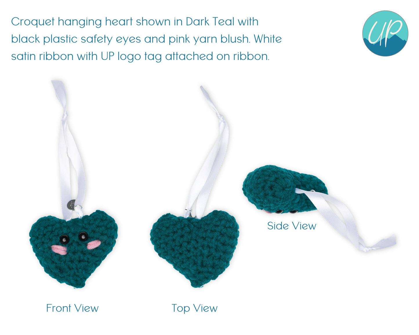 Cute Crochet Hanging Heart, Handmade Kawaii Home Decor Gift, Door Hanger, Self Care Inspirational Quotes, Pocket Hug for Friends, Self Love