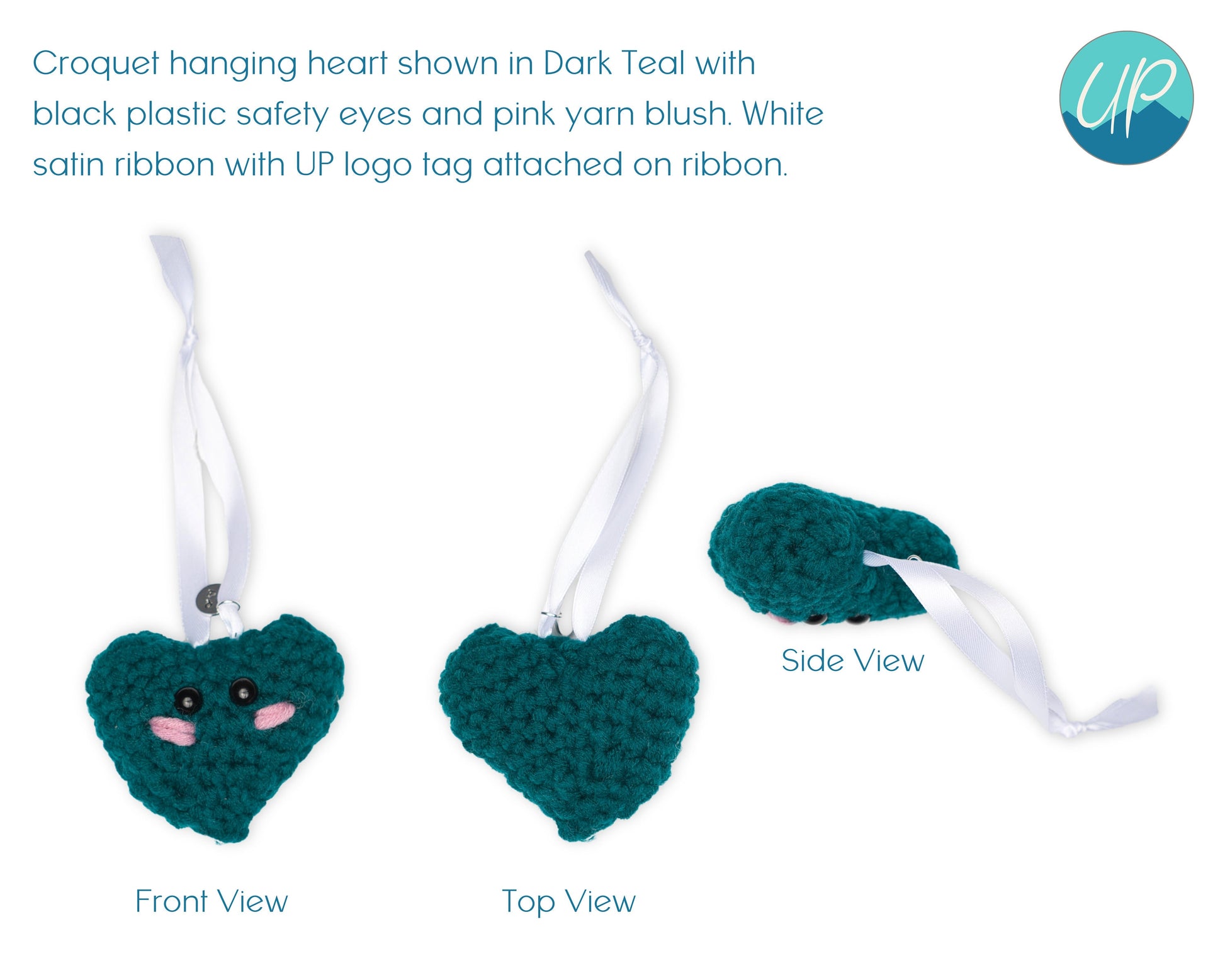 Cute Crochet Hanging Heart, Handmade Kawaii Home Decor Gift, Door Hanger, Self Care Inspirational Quotes, Pocket Hug for Friends, Self Love