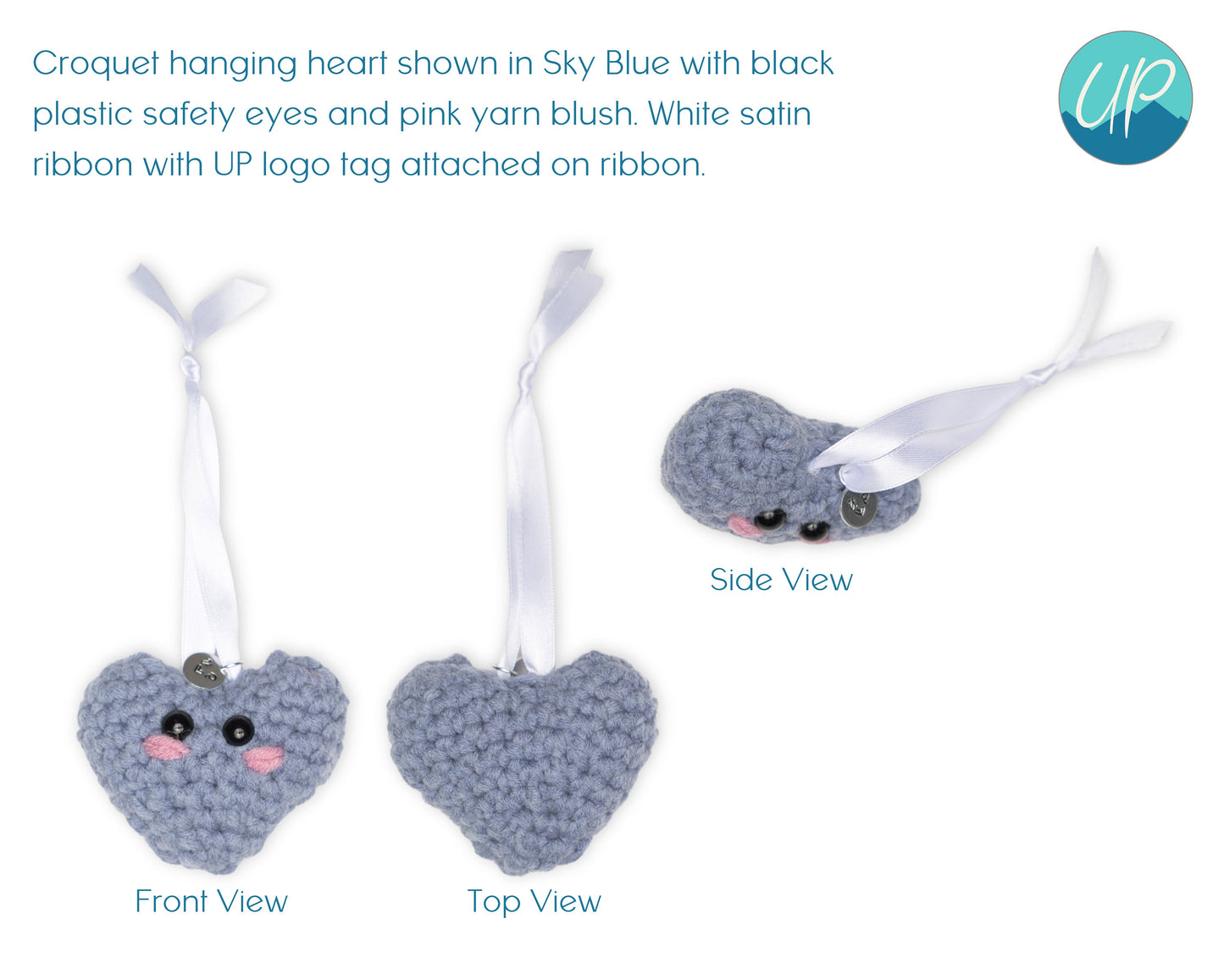 Cute Crochet Hanging Heart, Handmade Kawaii Home Decor Gift, Door Hanger, Self Care Inspirational Quotes, Pocket Hug for Friends, Self Love