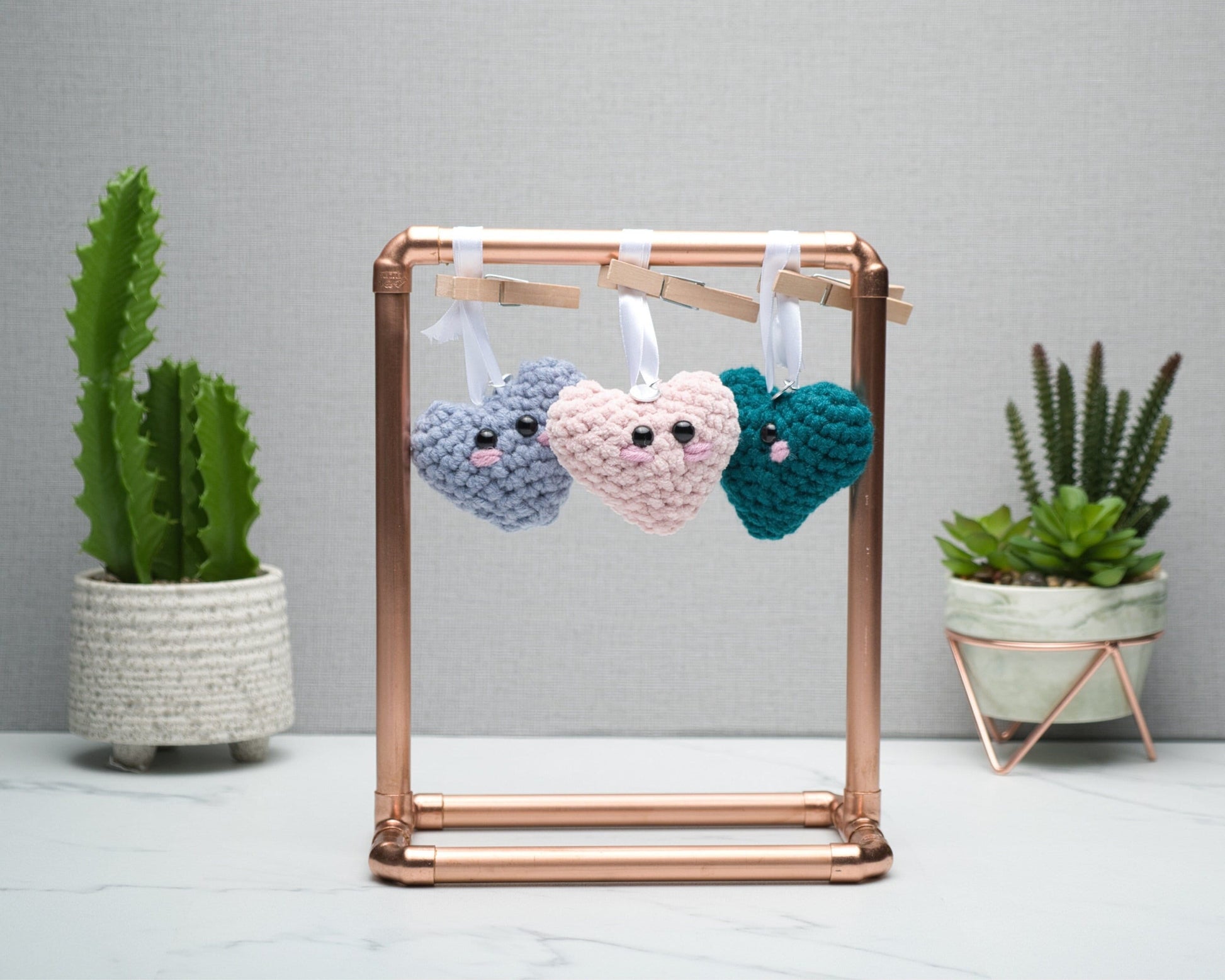 Cute Crochet Hanging Heart, Handmade Kawaii Home Decor Gift, Door Hanger, Self Care Inspirational Quotes, Pocket Hug for Friends, Self Love