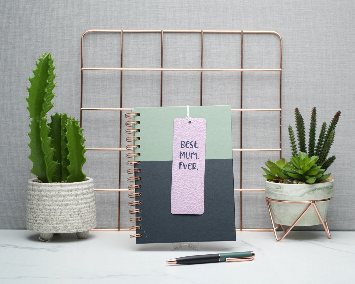 Personalised Best Mum Ever Faux Leather Bookmark, Handmade Pastel Gift for Book Lovers, Self Care Inspirational Quotes, Mother's Day Gift
