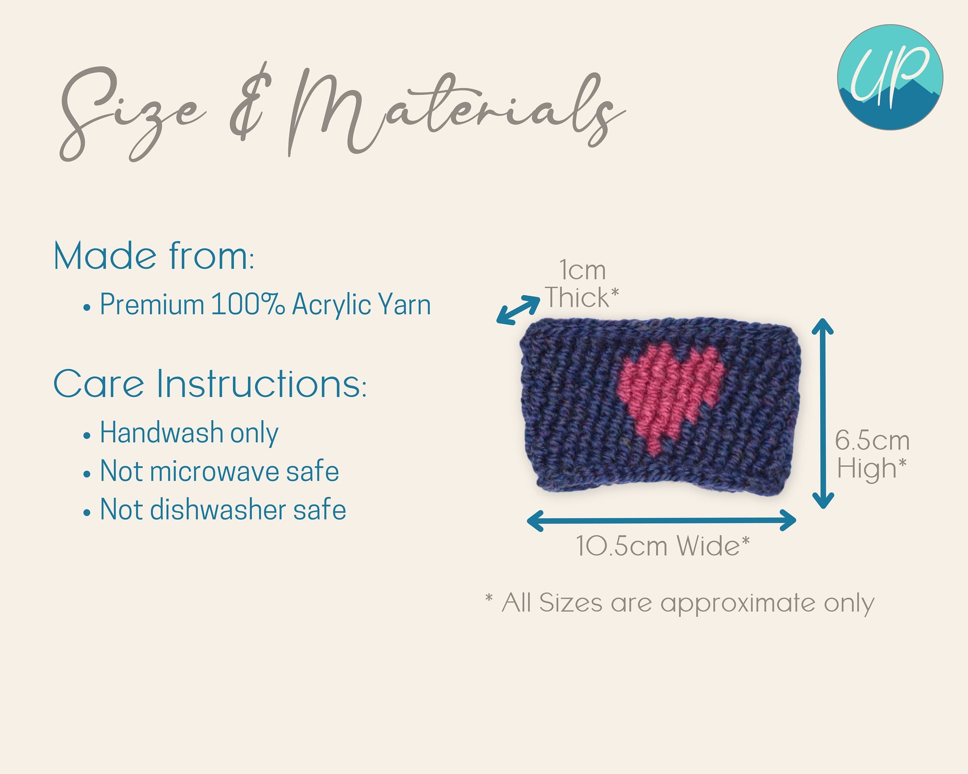 Cute Crochet Heart Cup Cozy for Takeaway Cups, Eco Friendly Handmade Coffee Lovers Gift, Hot Chocolate Hug, Self Care Inspirational Quotes