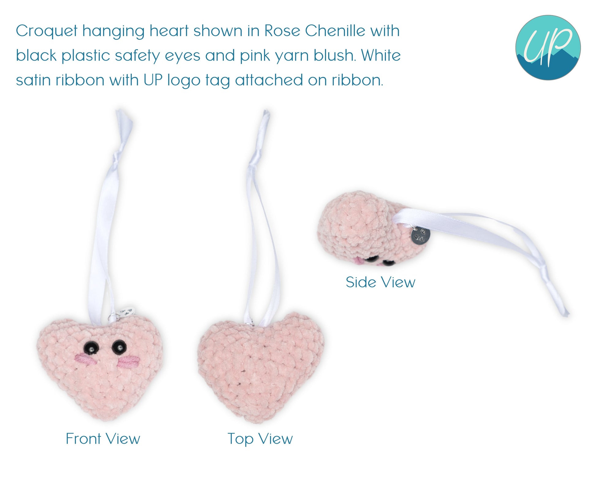 Cute Crochet Hanging Heart, Handmade Kawaii Home Decor Gift, Door Hanger, Self Care Inspirational Quotes, Pocket Hug for Friends, Self Love