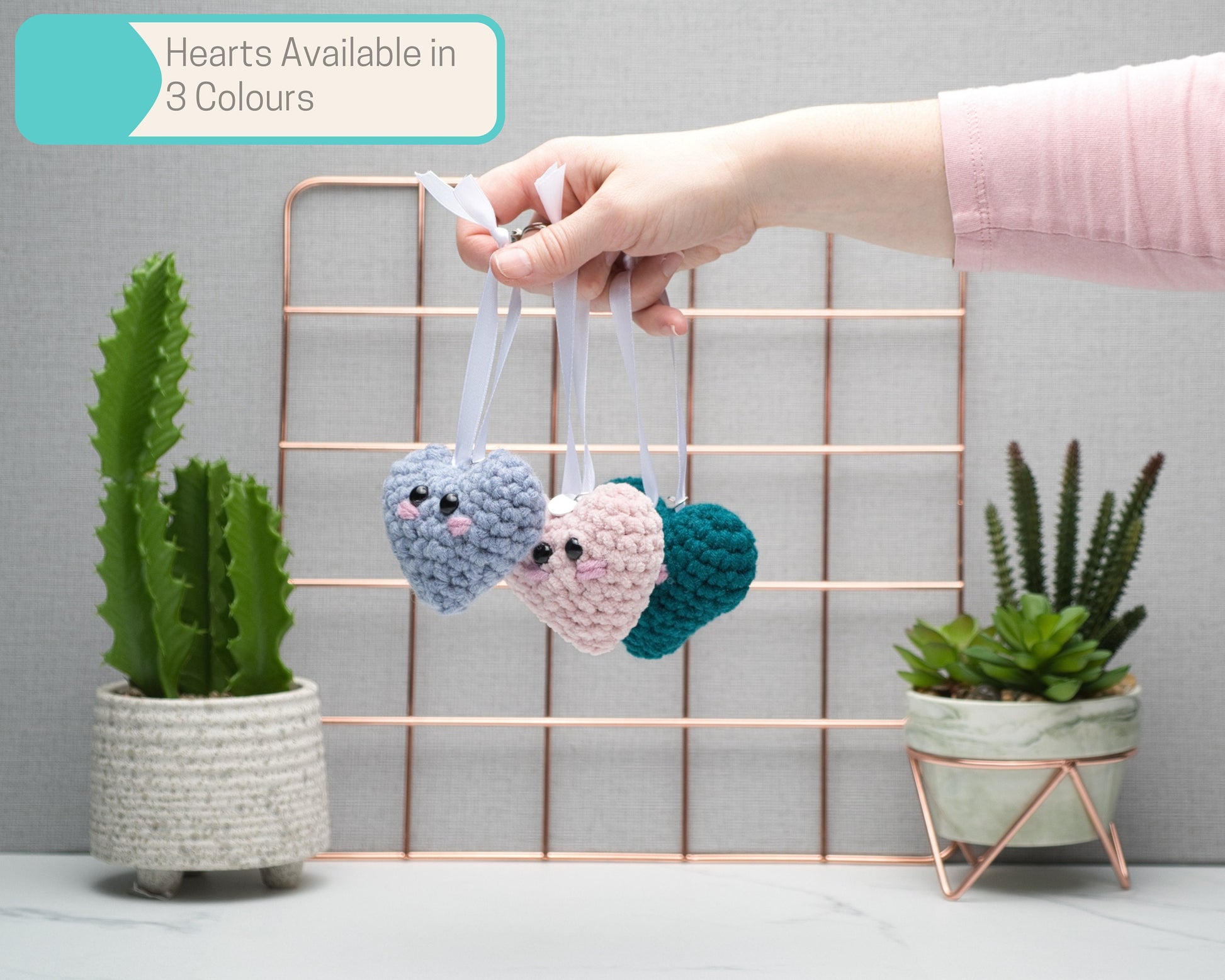 Cute Crochet Hanging Heart, Handmade Kawaii Home Decor Gift, Door Hanger, Self Care Inspirational Quotes, Pocket Hug for Friends, Self Love
