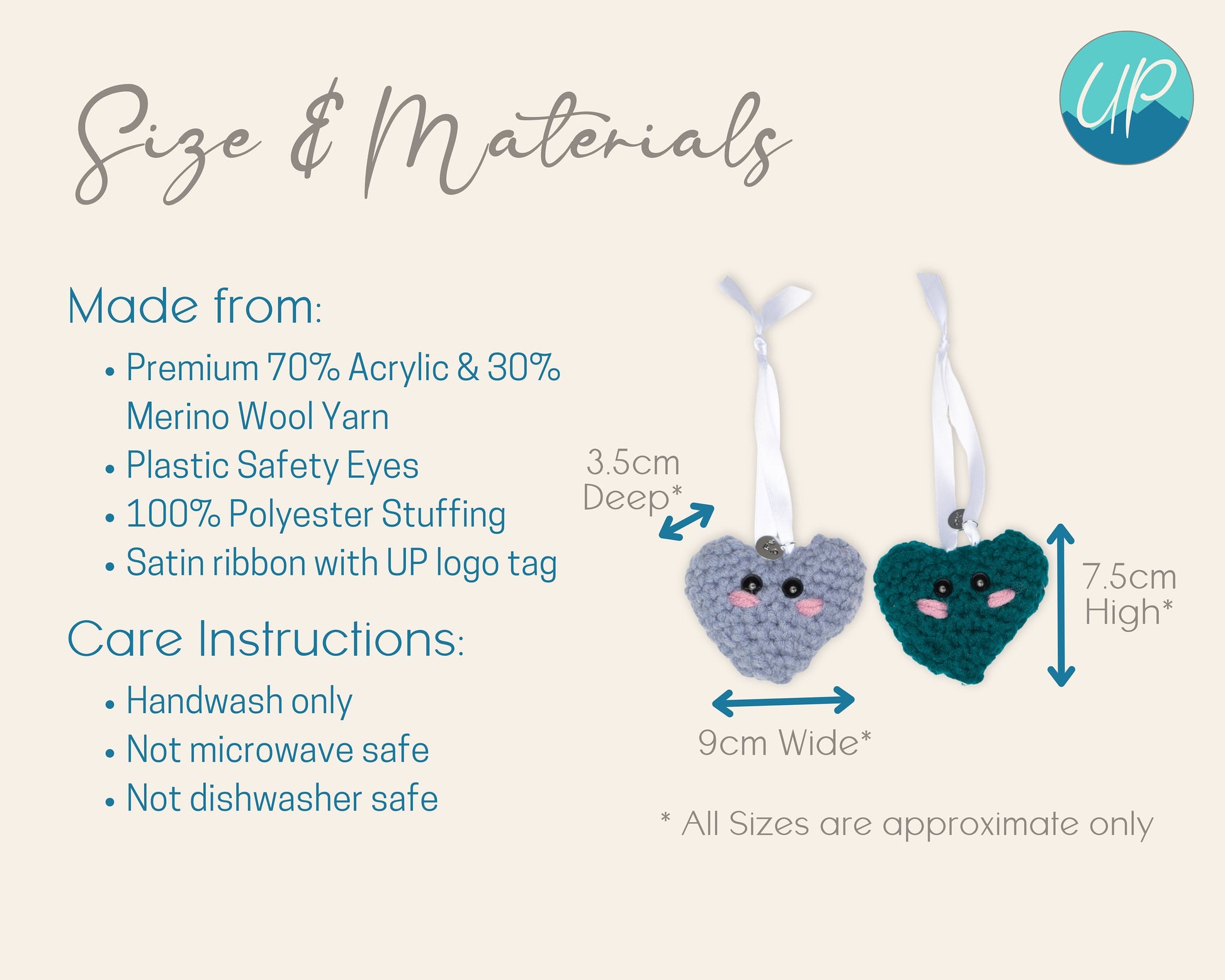 Cute Crochet Hanging Heart, Handmade Kawaii Home Decor Gift, Door Hanger, Self Care Inspirational Quotes, Pocket Hug for Friends, Self Love