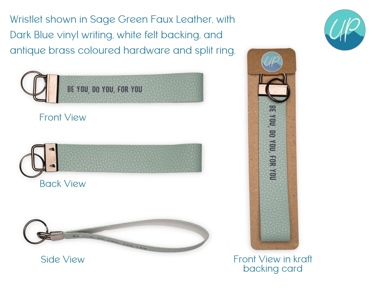 Custom Be You Do You For You Faux Leather Wristlet Keyring, Handmade Pastel Keychain, Self Care Inspirational Quotes, Bag Charm Gift