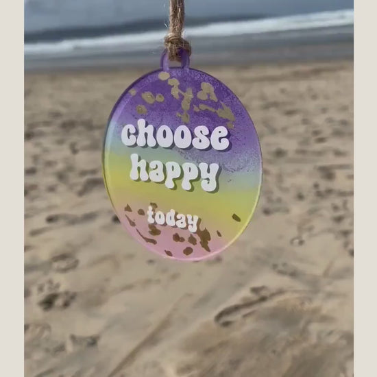 Choose Happy Today Motivational Sign, Door Hanger Bauble, Wall Hanging Decoration, Self Care Inspirational Quotes, Best Friend Gift