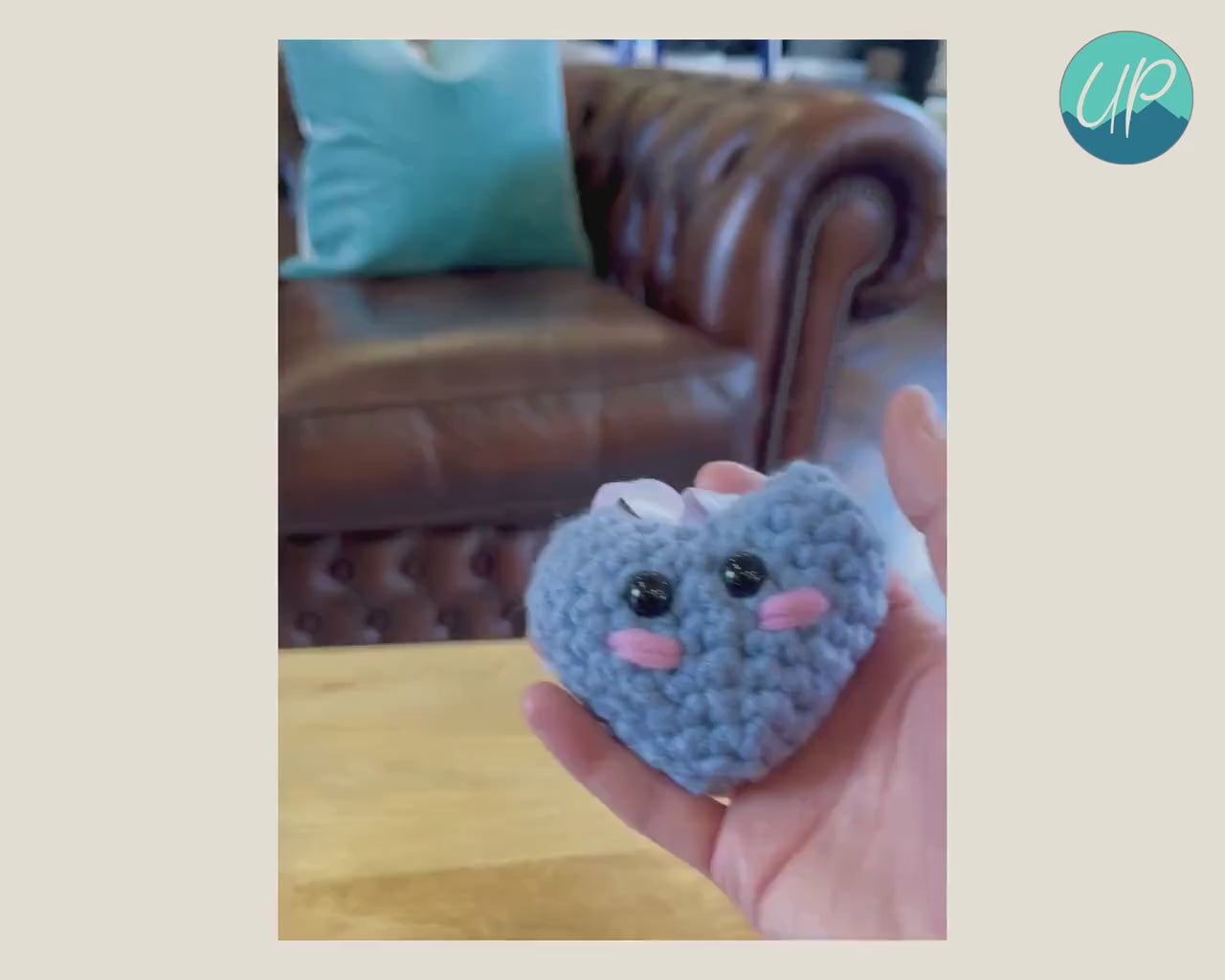 Cute Crochet Hanging Heart, Handmade Kawaii Home Decor Gift, Door Hanger, Self Care Inspirational Quotes, Pocket Hug for Friends, Self Love