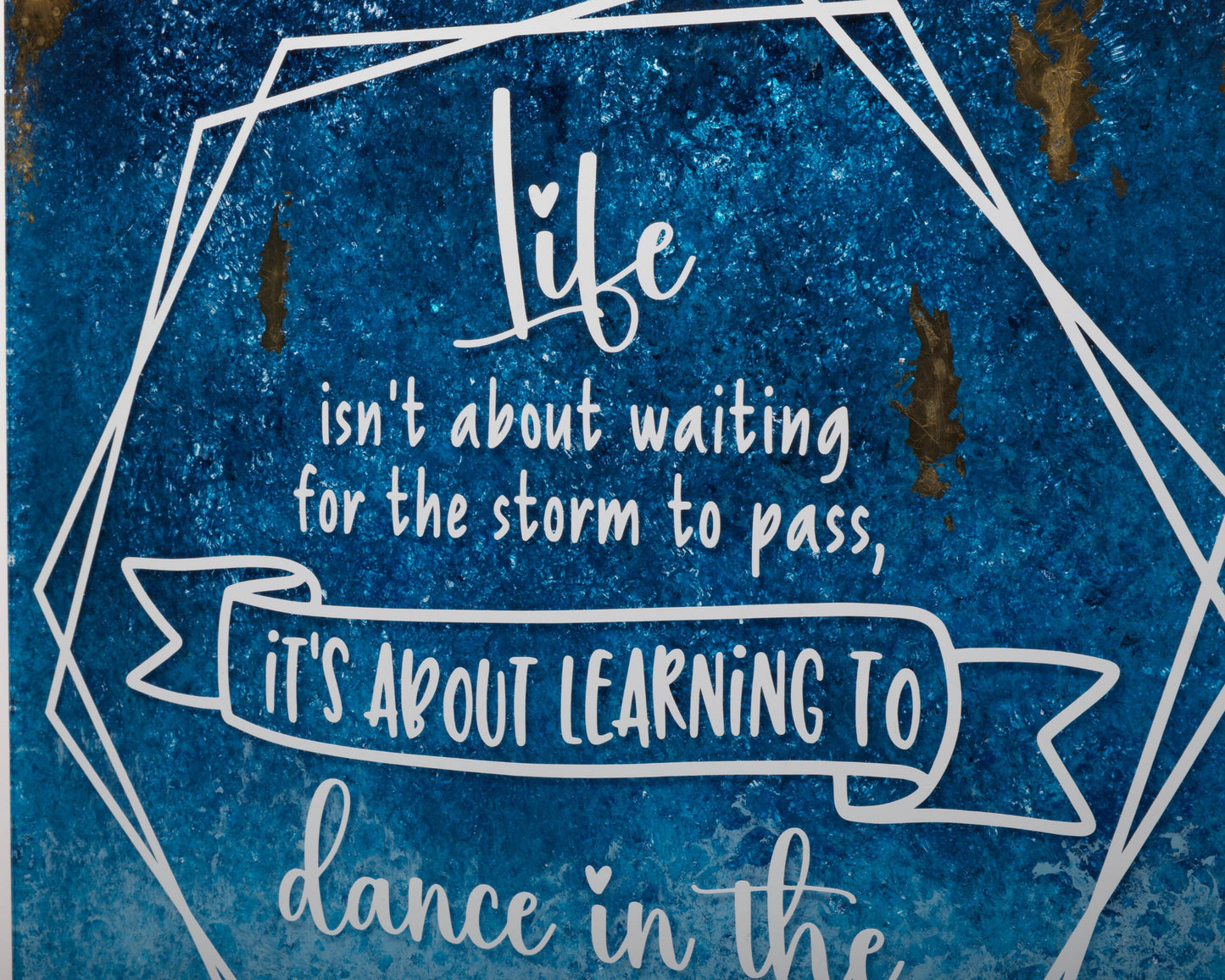 Inspirational quote wall art, Life isn't about waiting for the storm to pass, learning to dance in the rain, self care, gift for friends