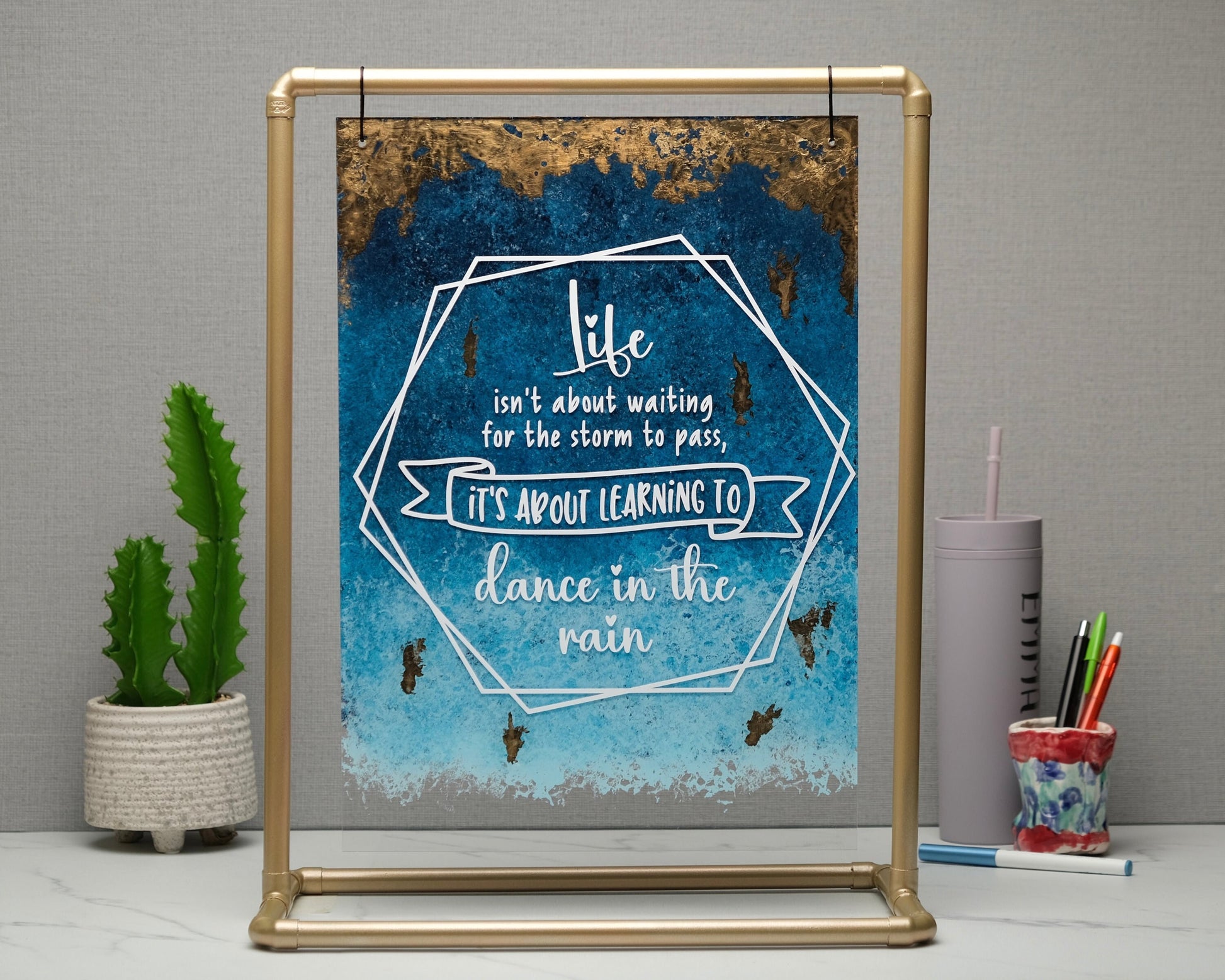 Inspirational quote wall art, Life isn't about waiting for the storm to pass, learning to dance in the rain, self care, gift for friends