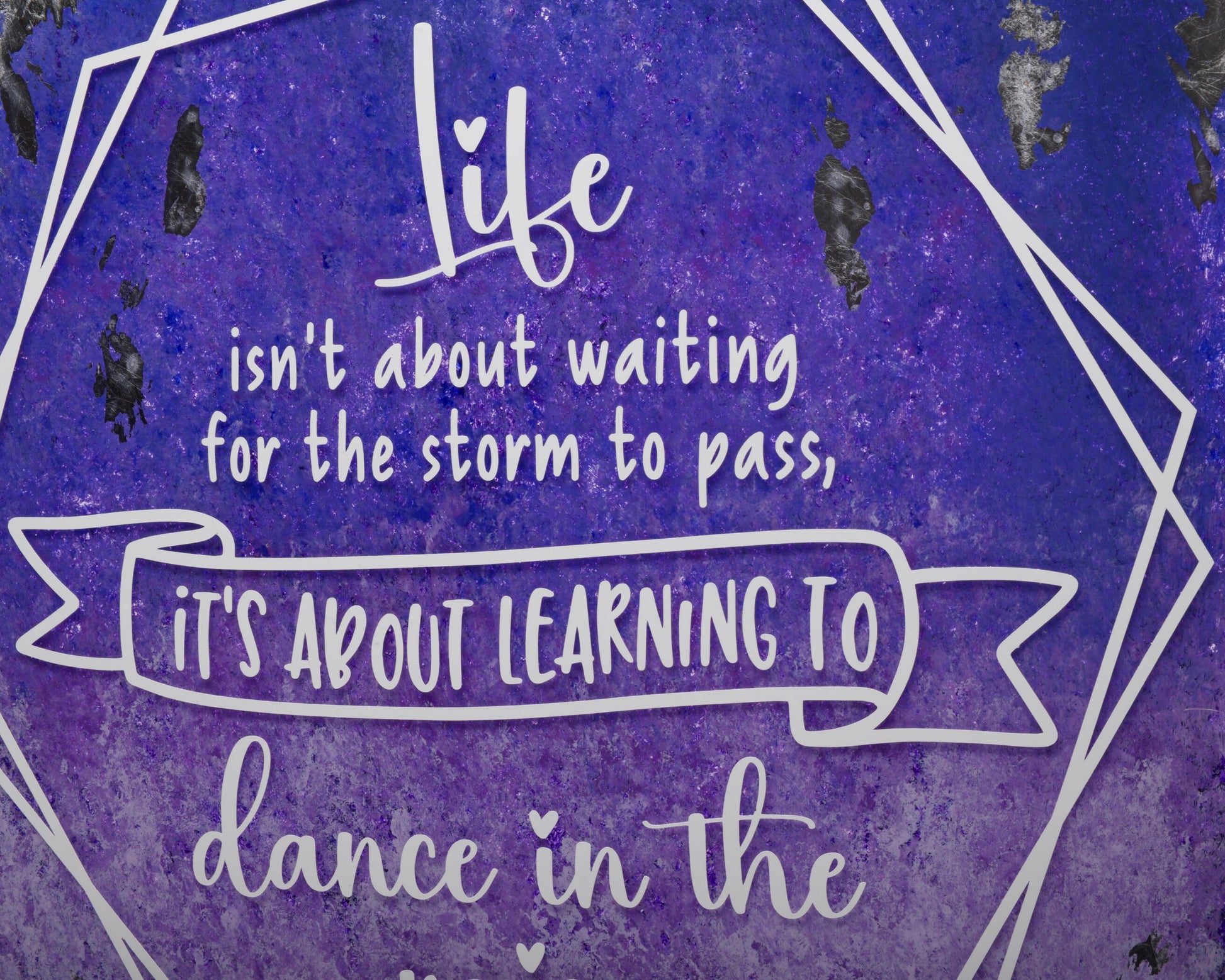Purple Inspirational quote wall art, Life isn't about waiting for the storm to pass, learning to dance in the rain, self care gift, friends