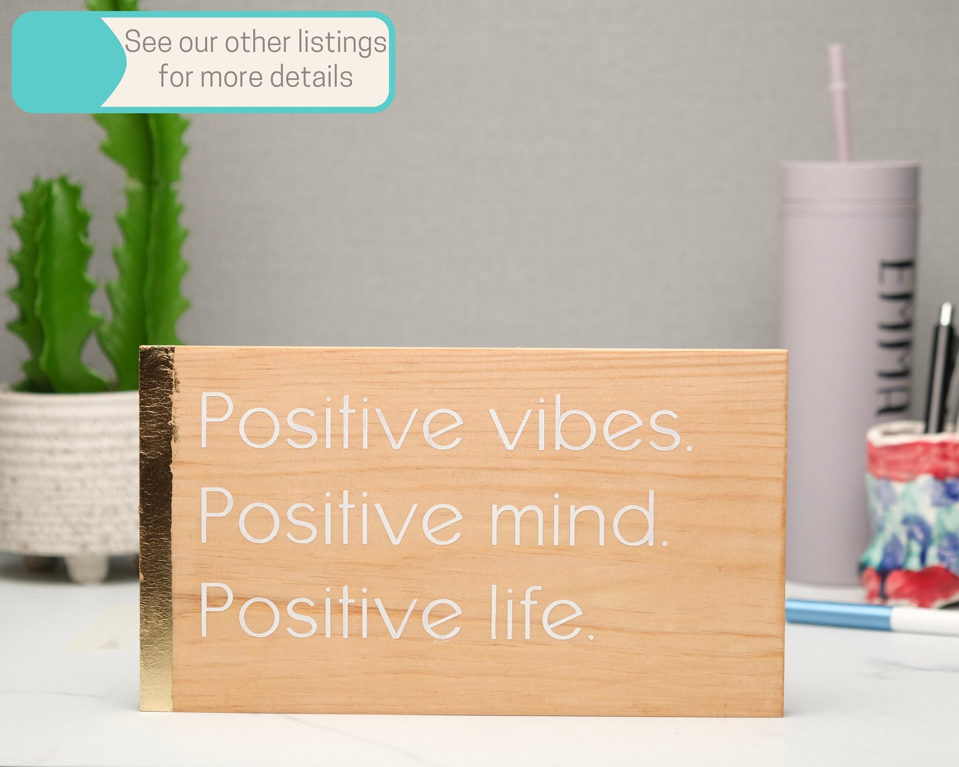 Positive Vibes, Positive Mind, Positive Life, custom wood block sign, inspirational quote, self care home decor, gift for her, gift for him