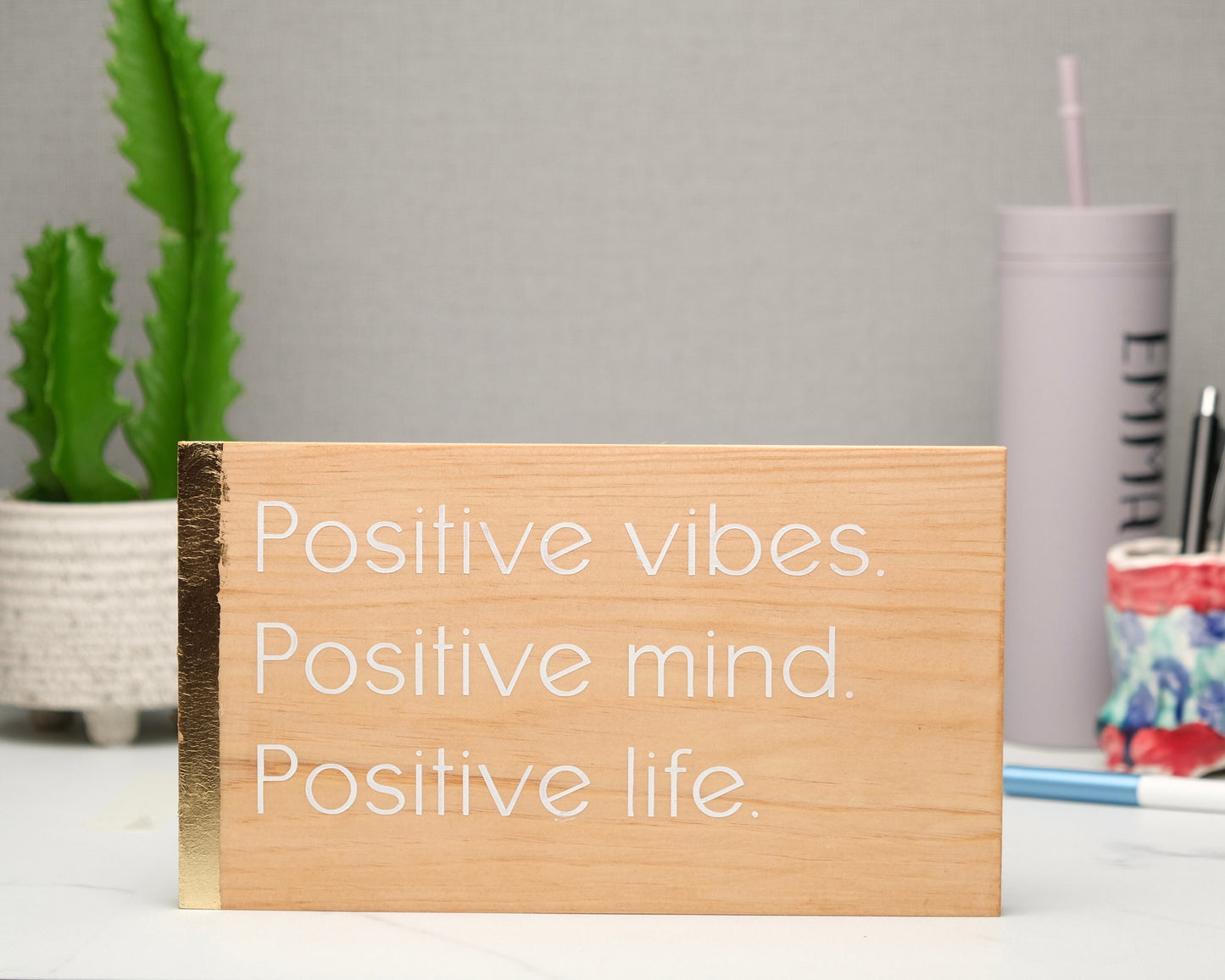 Positive Vibes, Positive Mind, Positive Life, custom wood block sign, inspirational quote, self care home decor, gift for her, gift for him