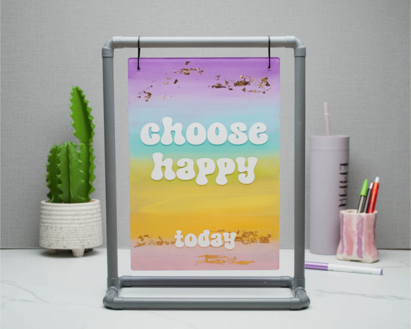 Choose Happy Today Blended Rainbow Wall Art, Self Care Inspirational Quotes, A4 Wall Art, Happy Place, Best Friend Gifts, Gifts for Her