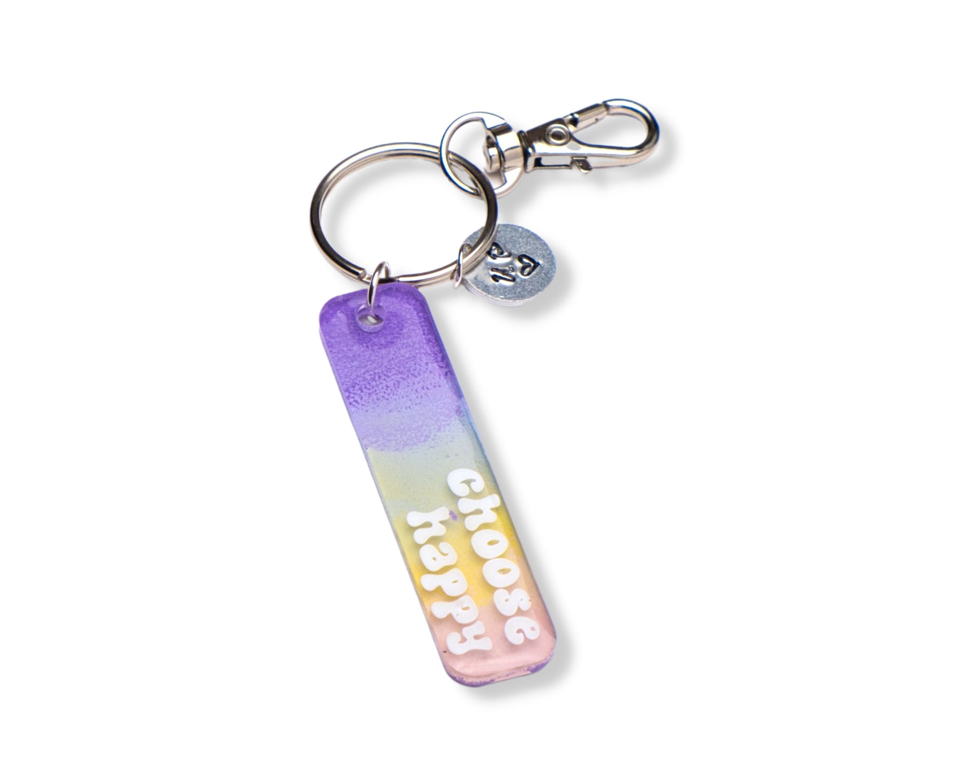 Choose Happy Today Motivational Keyrings, Hand Painted Light Weight Acrylic Keychain Accessory, Self Care Inspirational Quotes, Rainbow Gift