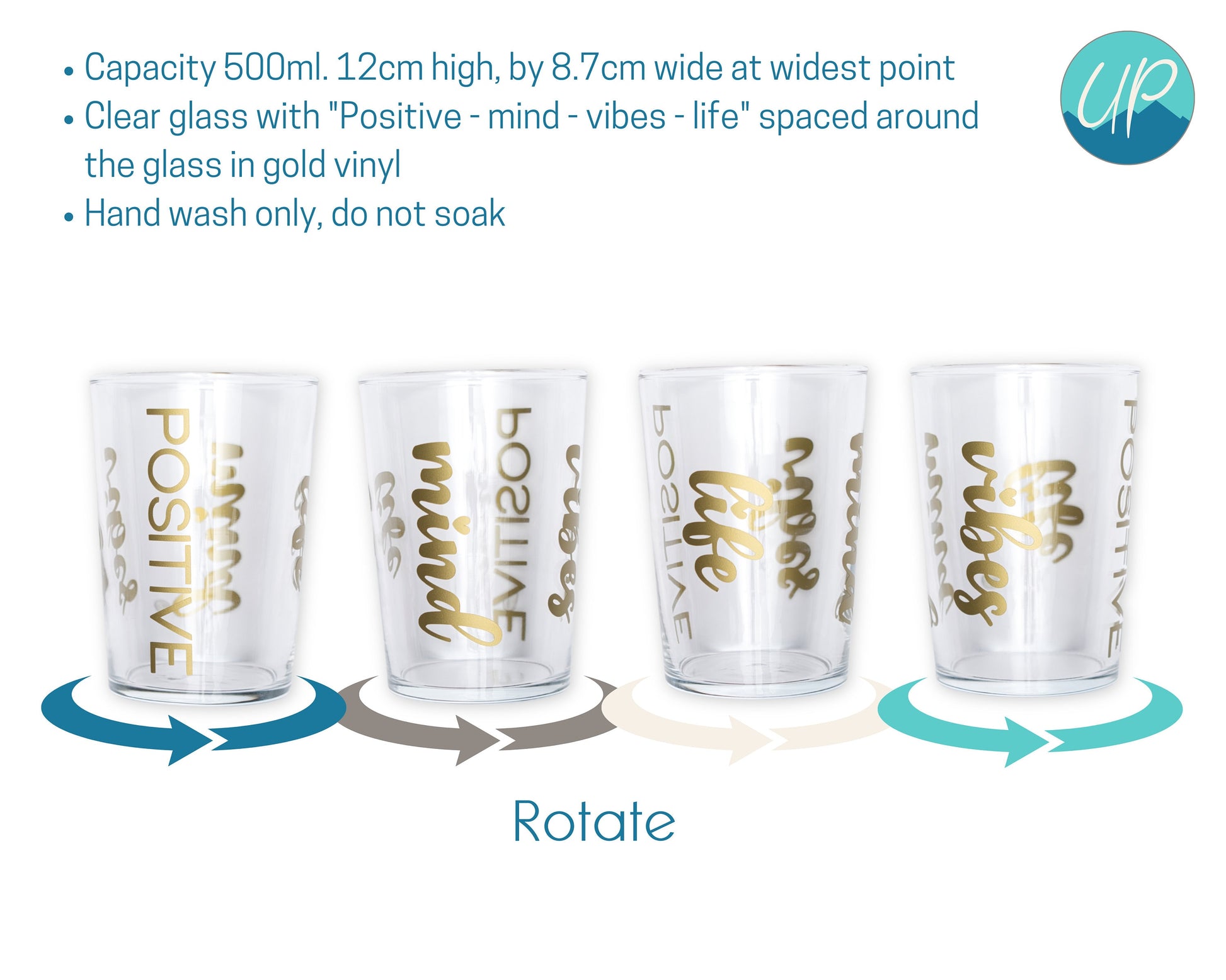 500ml Glass Tumbler Gift Sets with Positive Messages, What's Good Today, Be Awesome Today, Positive Vibes Mind Life, Gift Box