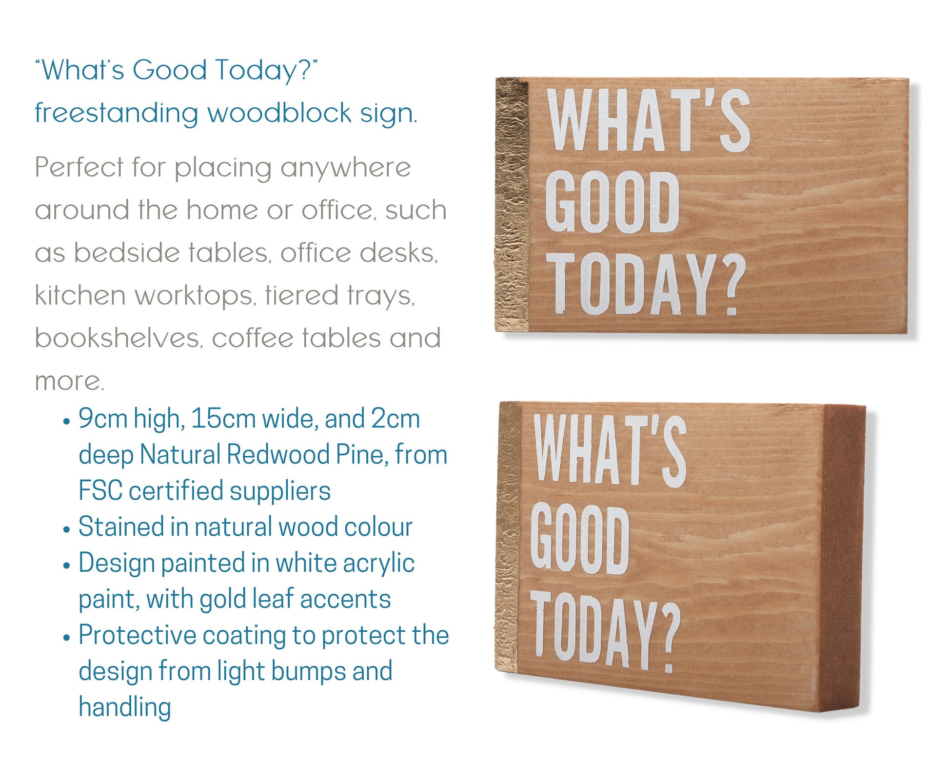 Positive Thinking Small Woodblock Gift Sets, What's Good Today 500ml Premium glass tumbler, Gold Candle, Home Decor Gift Box