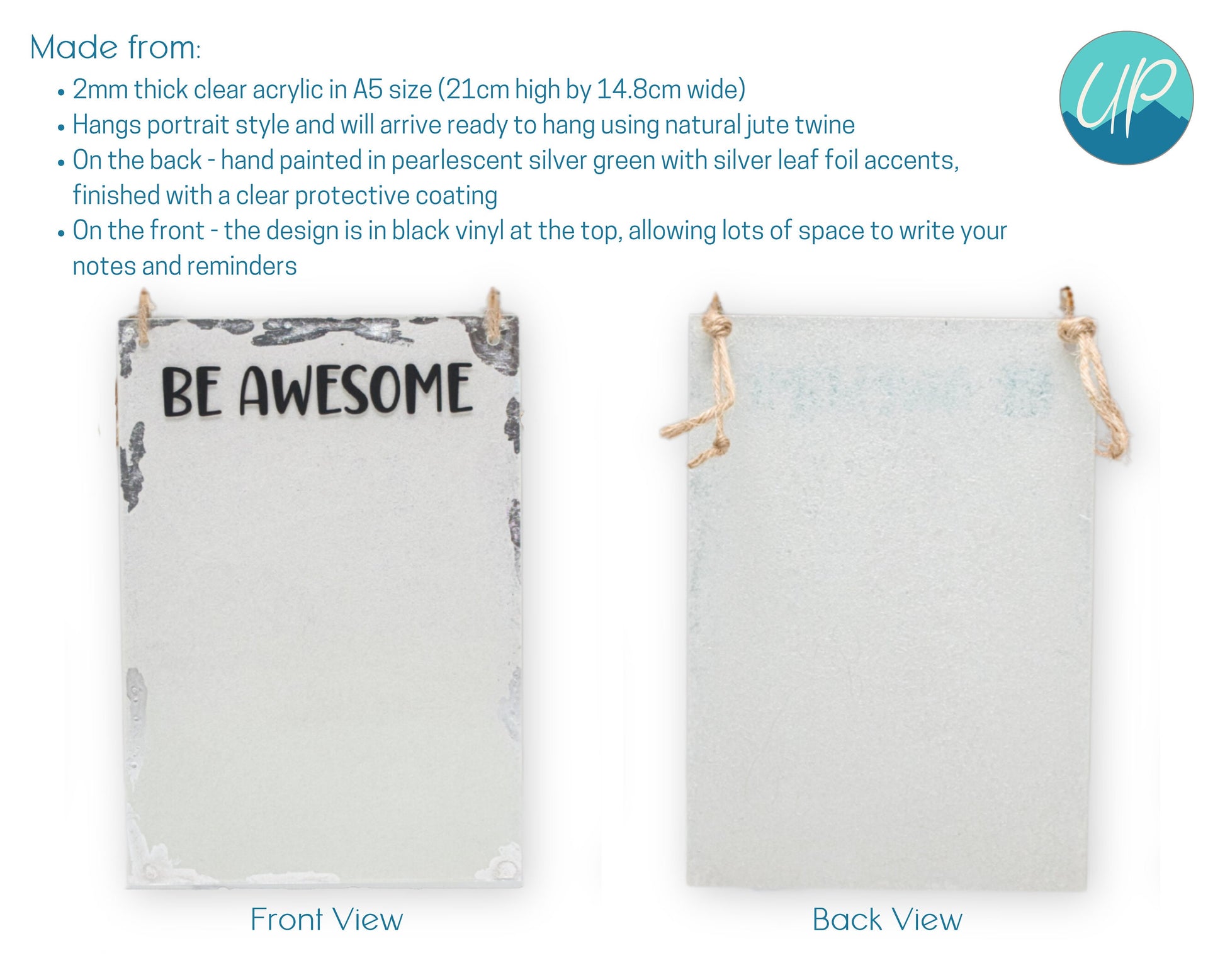 A5 Be Awesome Reusable Acrylic todo List with Copper Pipe Display Stand, Gift Sets in Multiple Sizes, keyring, Dry Wipe Marker, Gift Box