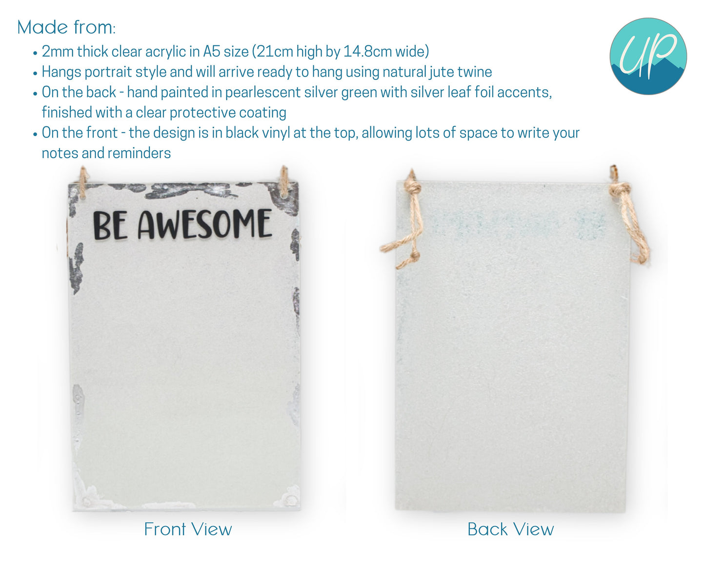 Personalised Be Awesome A5 Wall Art Print and Reusable todo List Gift Sets, scrunchie, keyring, candle, cosmetics bag, 500ml glass tumbler