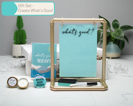 A5 Reusable Acrylic todo List with Gold Copper Pipe Display Stand, Wall Art Gift Sets in Multiple Sizes, What's Good Wall Art Home Decor