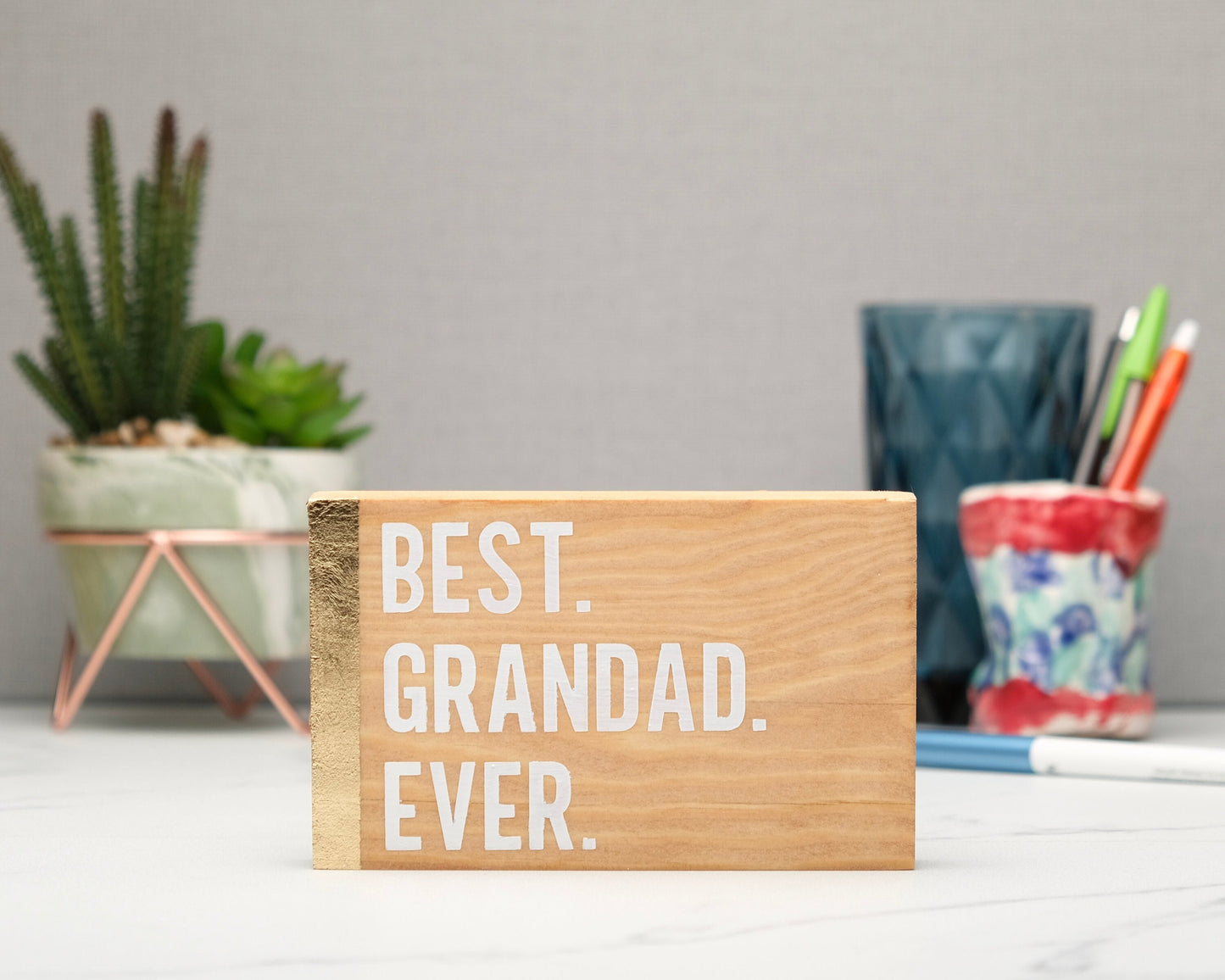 Best Grandad Grandpa Ever Personalized Wood Block Sign, Best Dad Ever, Handmade Wooden Dad Gift, Self Care Inspirational Quotes, Birthday