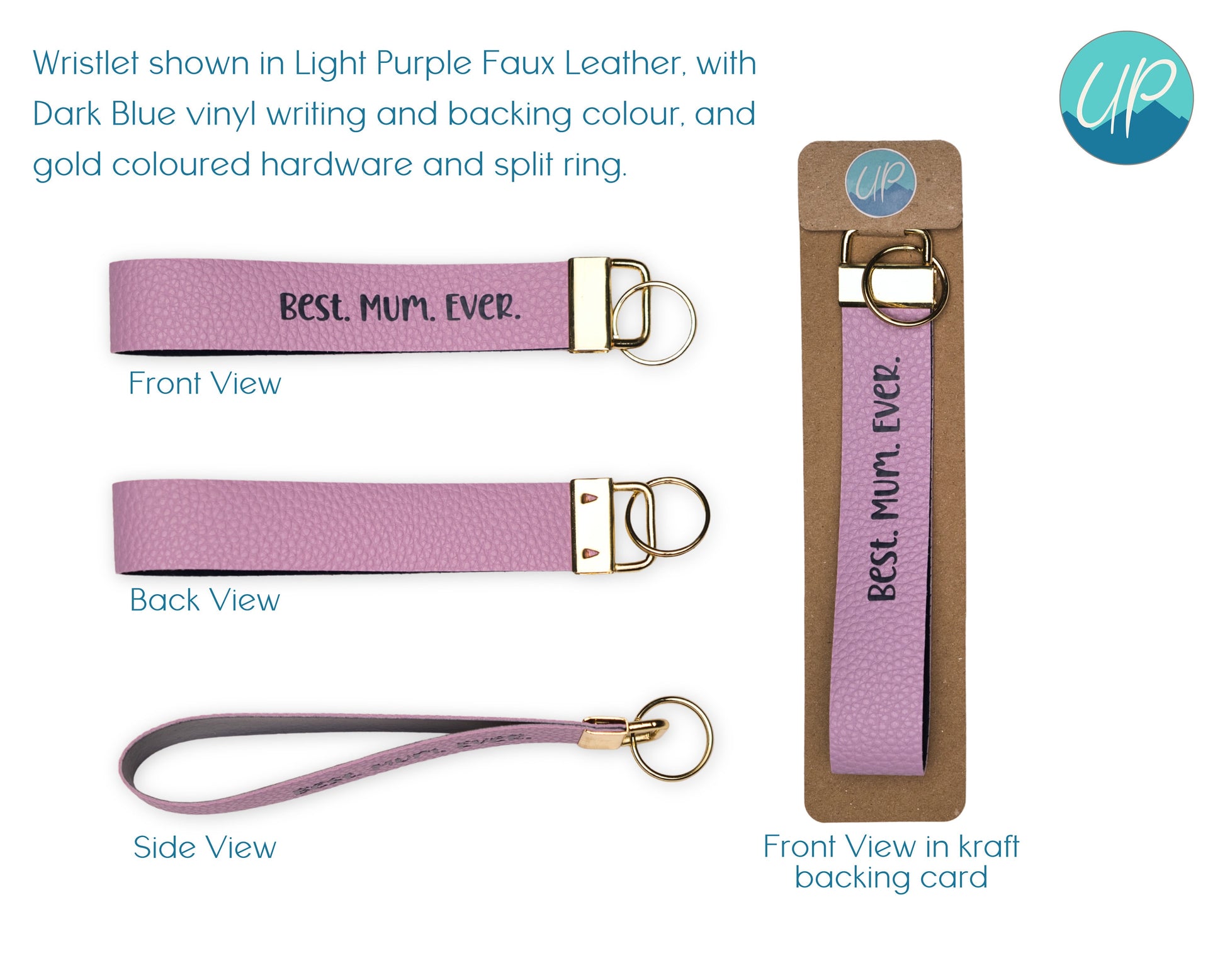 Personalised Best Mum Ever Faux Leather Wristlet Keyring, Handmade Custom Pastel Keychain, Self Care Inspirational Quotes, Mother's Day Gift