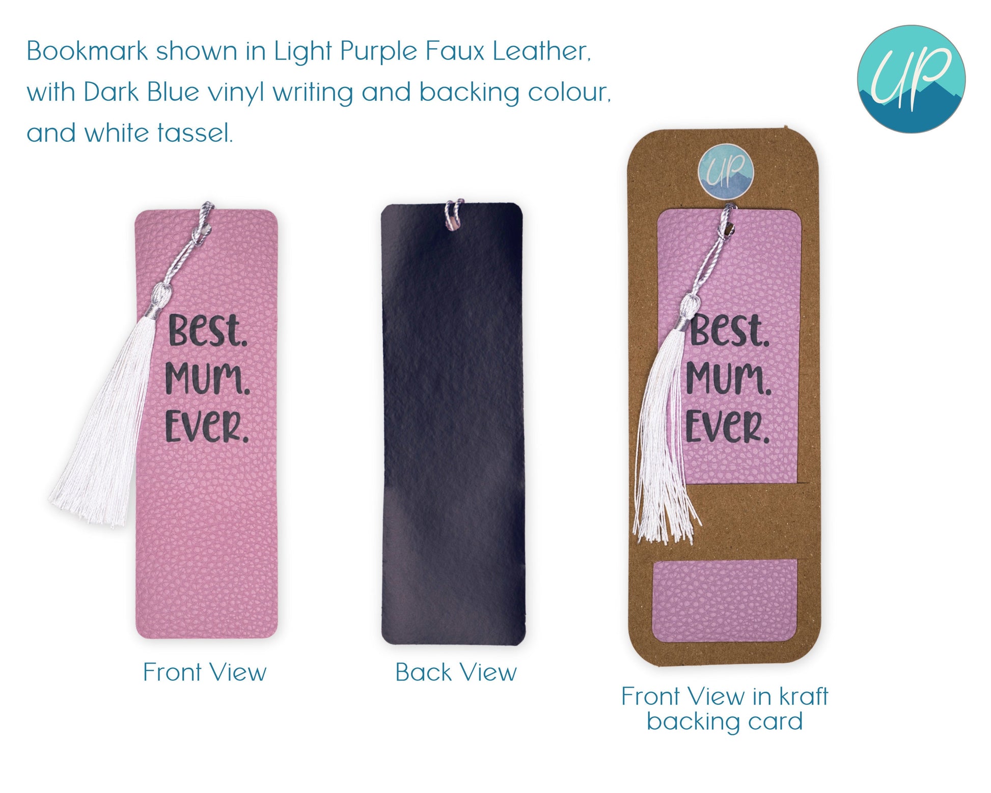 Personalised Best Mum Ever Faux Leather Bookmark, Handmade Pastel Gift for Book Lovers, Self Care Inspirational Quotes, Mother's Day Gift