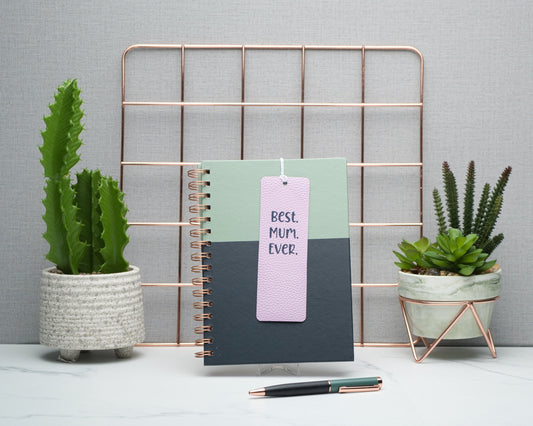 Personalised Best Mum Ever Faux Leather Bookmark, Handmade Pastel Gift for Book Lovers, Self Care Inspirational Quotes, Mother's Day Gift